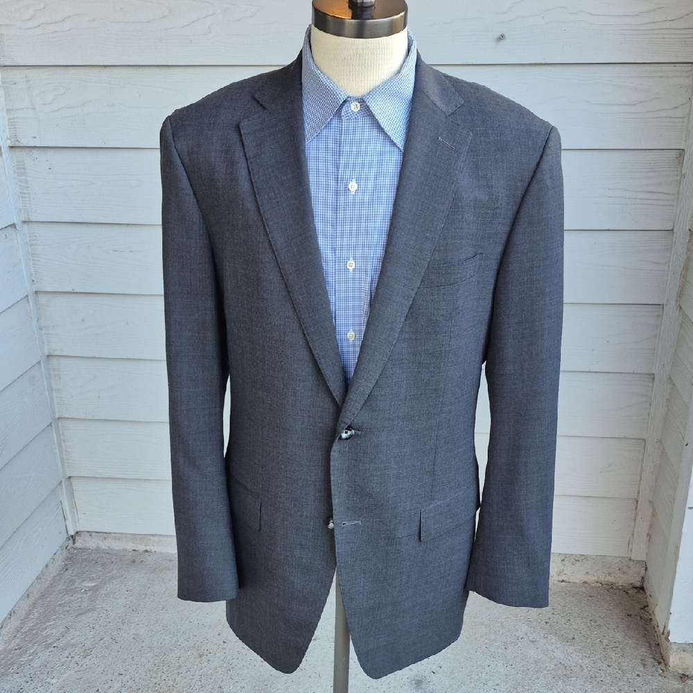 TRUNK CLUB Custom Charcoal Grey Solid Scabal Cloth Sz 44 R Mens Sport Coat‎